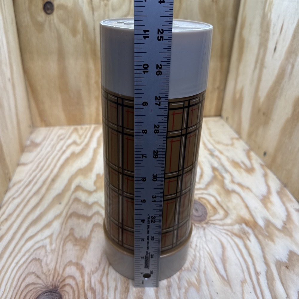 Vintage Aladdin Brown Plaid Wide Mouth Thermos Bottle Retro Camping 1970s - Picture 9 of 11